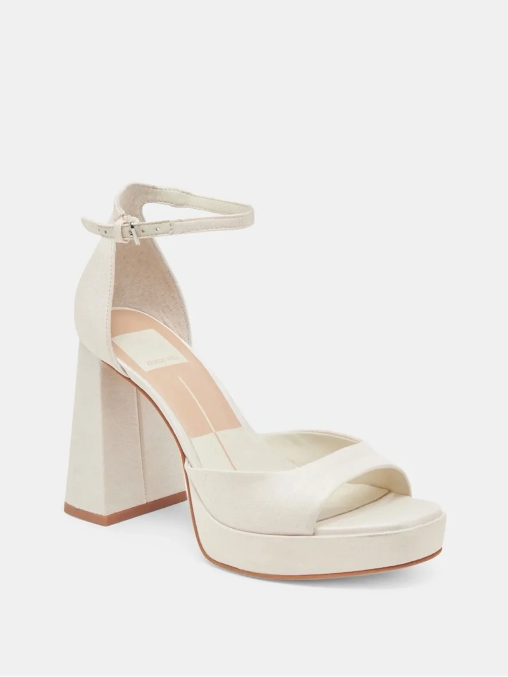 PANDRO WIDE HEELS WHITE SATIN SIZE: 8W